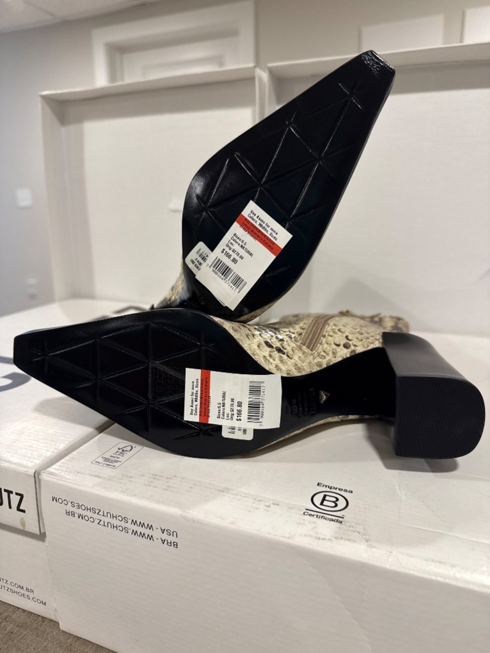 Schutz Raffaela Mid-Calf Snake-Print Leather Boots - Picture 8 of 16